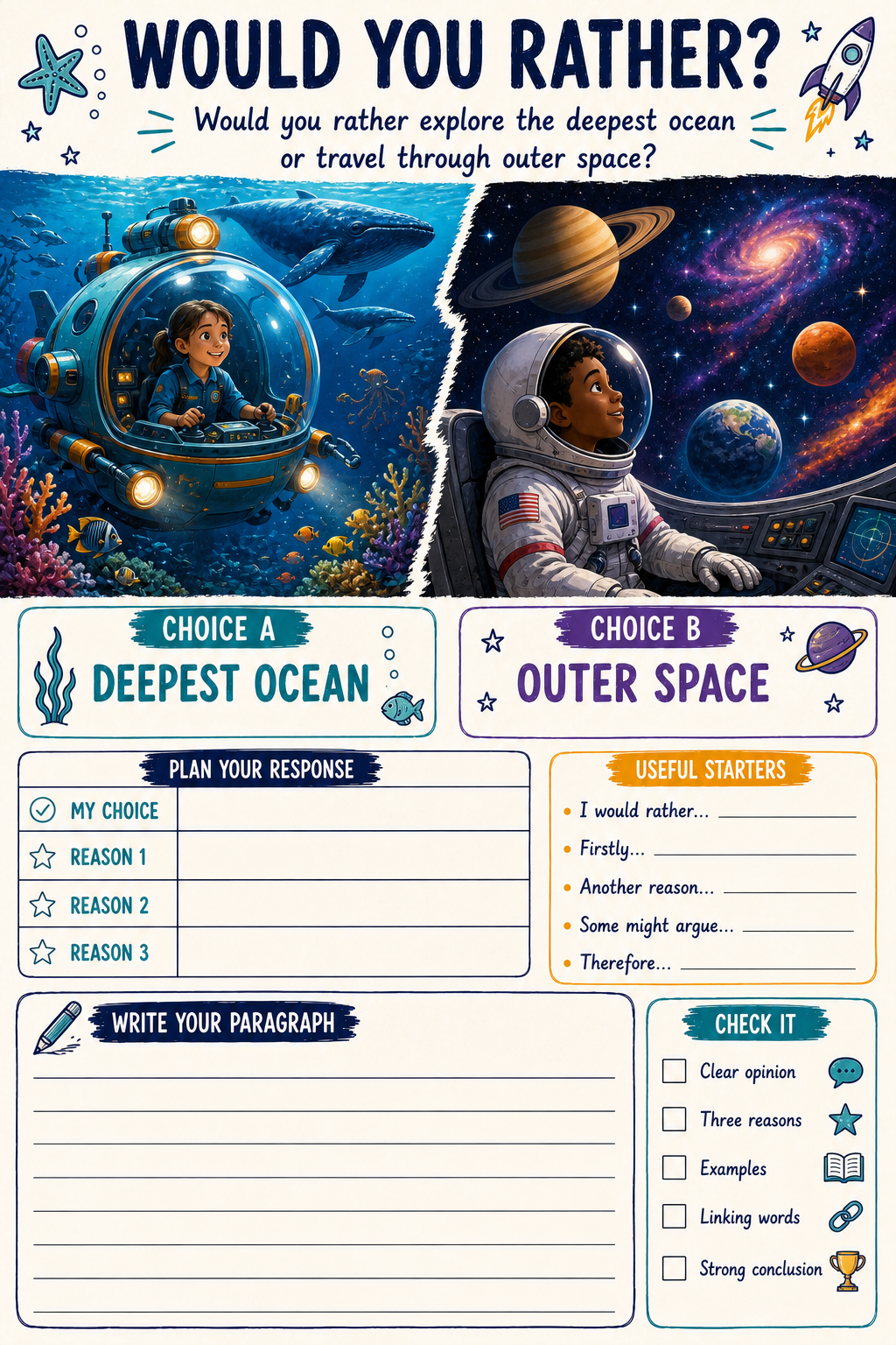 Preview of Would You Rather? Opinion Writing Prompts